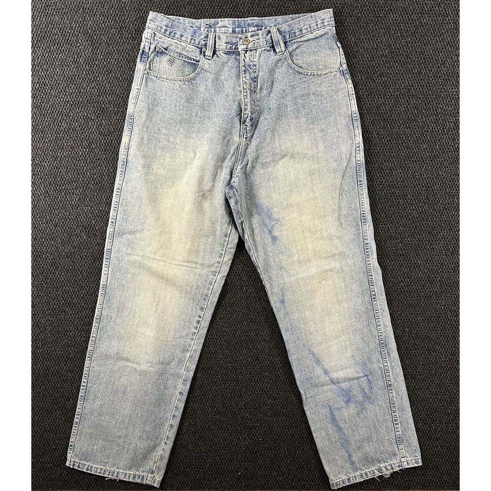 Rocawear Men's Jeans 38x34 (Fit 35x33) Light Wash Baggy Embroidered Y2K